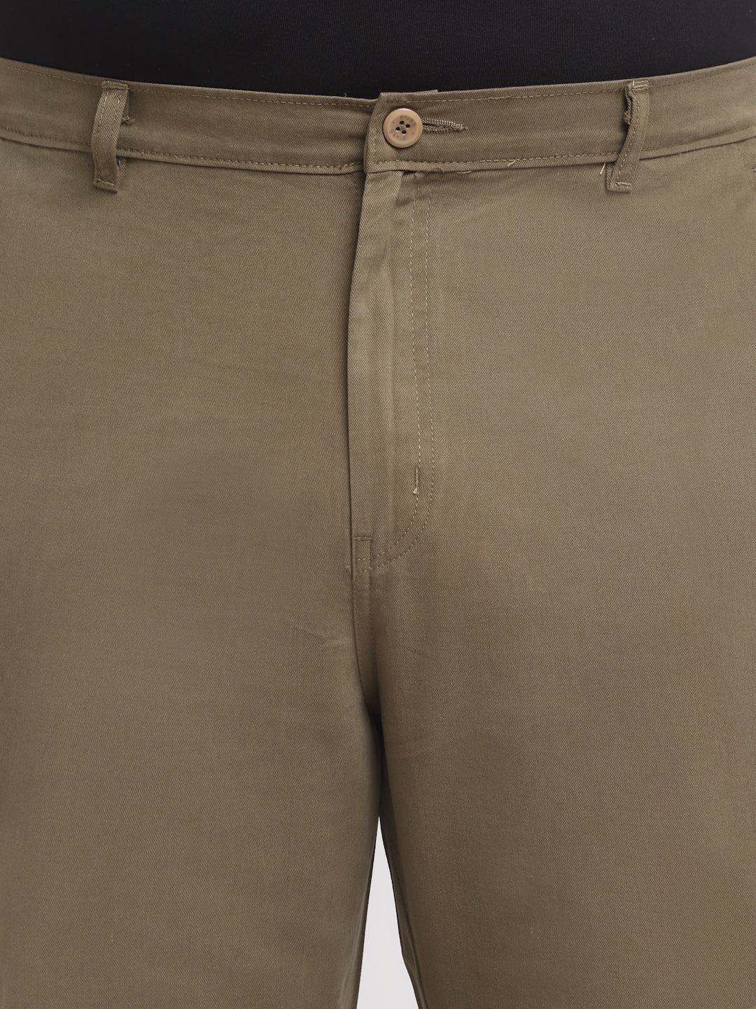 Plus Size Men Olive Green Cotton Cargos Trousers