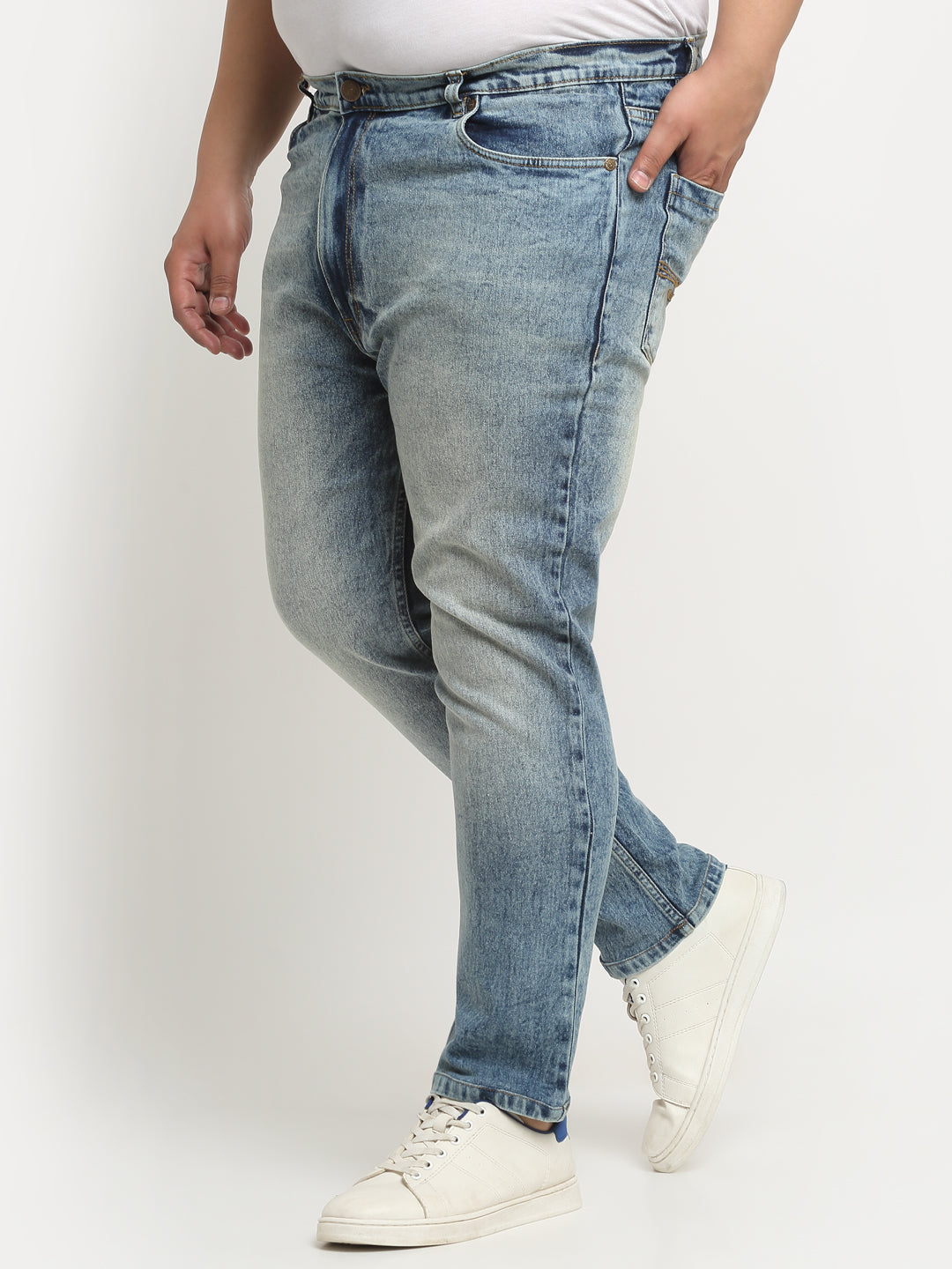 Plus Size Men  Comfort Regular-Fit Heavy Fade Stretchable Cotton Jeans