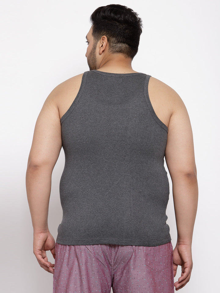 Plus Size Men  Charcoal Grey Solid Innerwear Vest MSD9807-ANTHRA