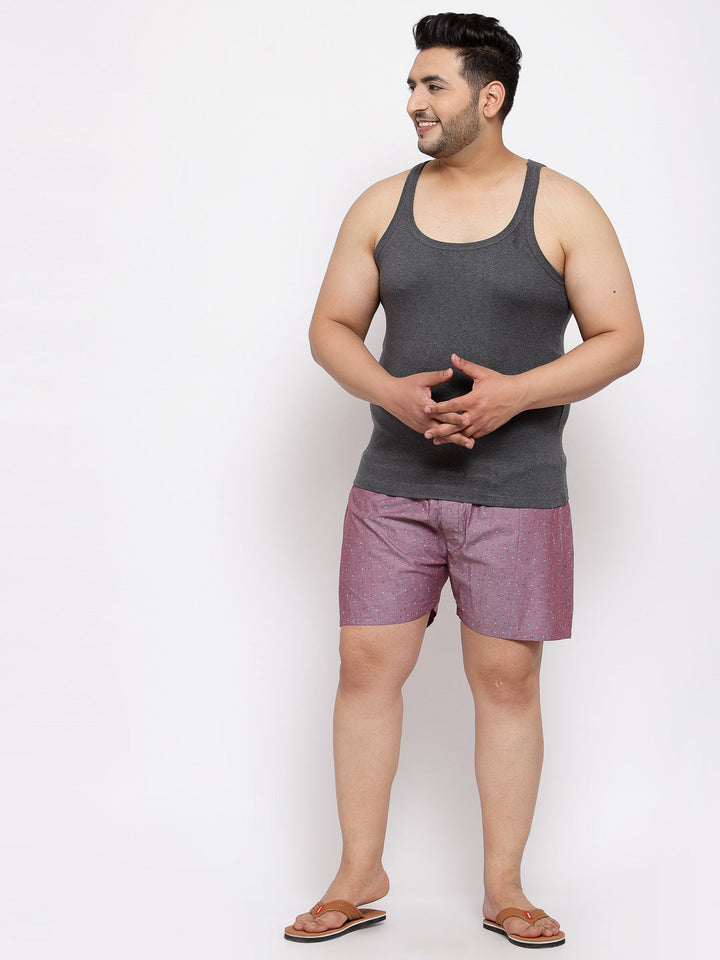 Plus Size Men  Mauve & Maroon Printed Boxers MBX208E