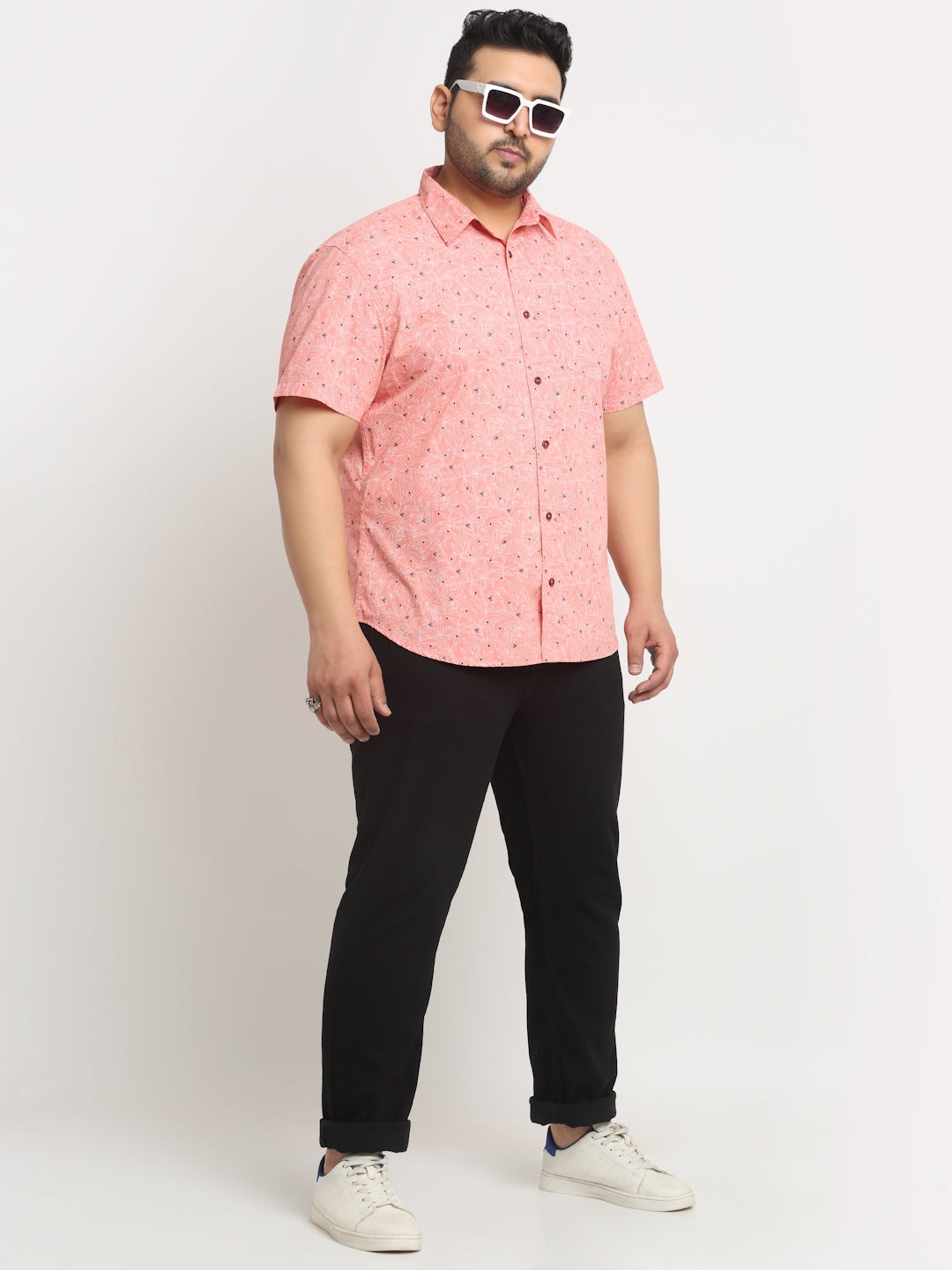 Plus Size Conversational Printed Cotton Casual Shirt