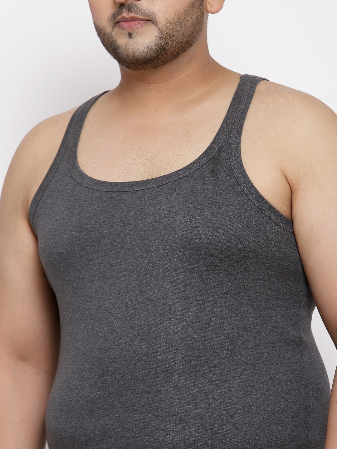 Plus Size Men  Charcoal Grey Solid Innerwear Vest MSD9807-ANTHRA