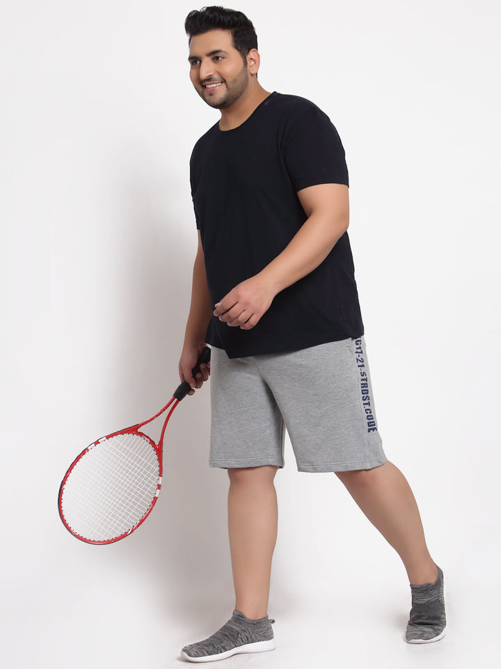 Plus Size Men Grey Printed Regular Shorts