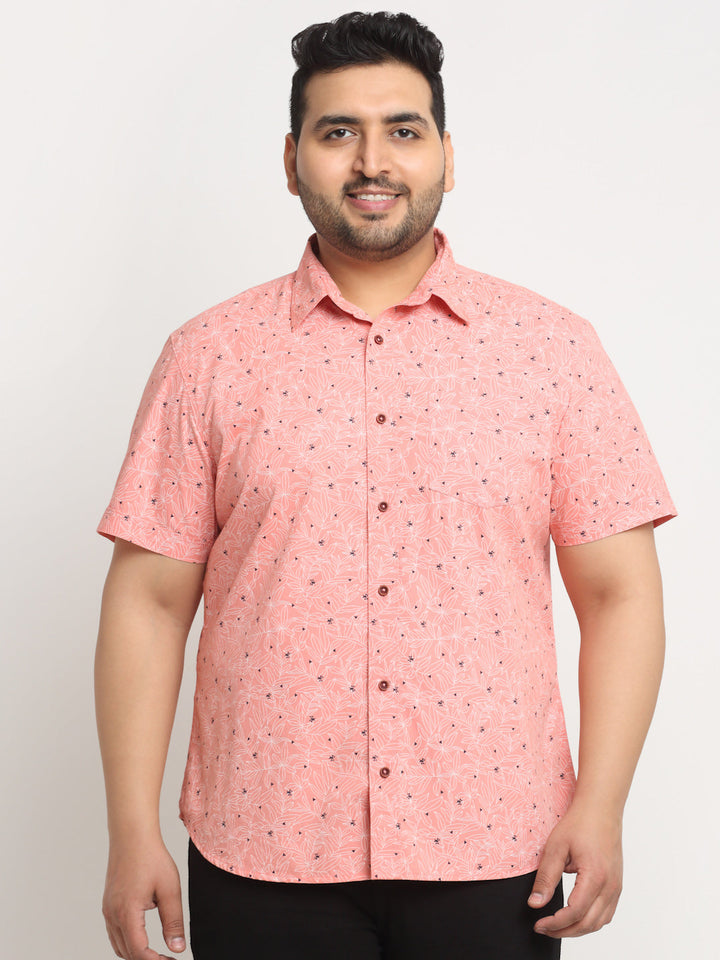 Plus Size Conversational Printed Cotton Casual Shirt