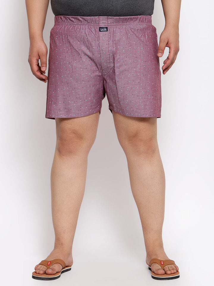Plus Size Men  Mauve & Maroon Printed Boxers MBX208E