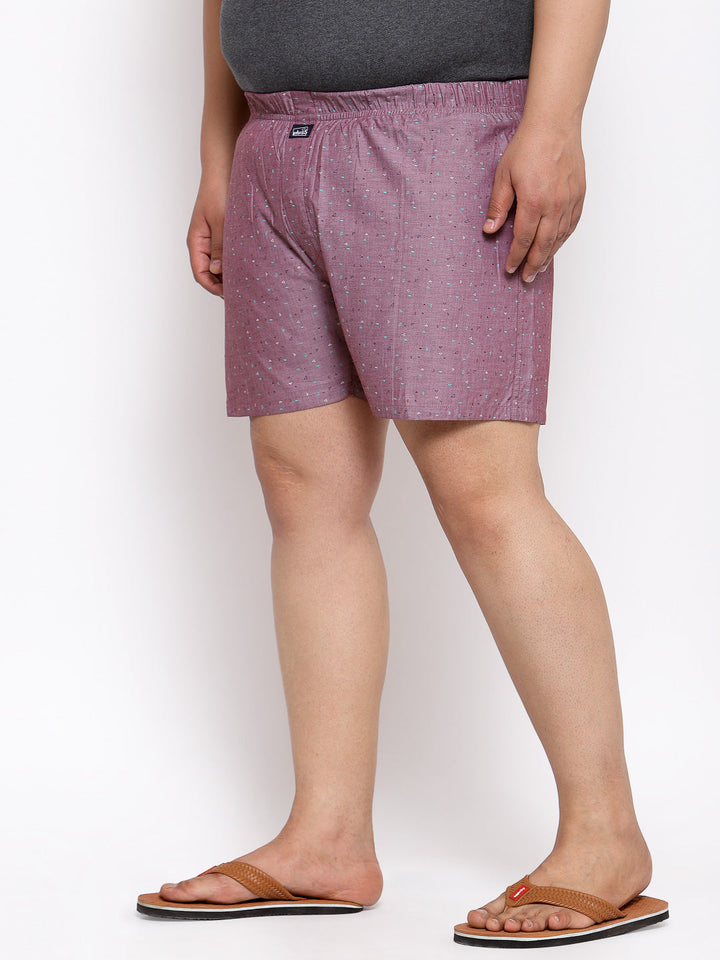 Plus Size Men  Mauve & Maroon Printed Boxers MBX208E