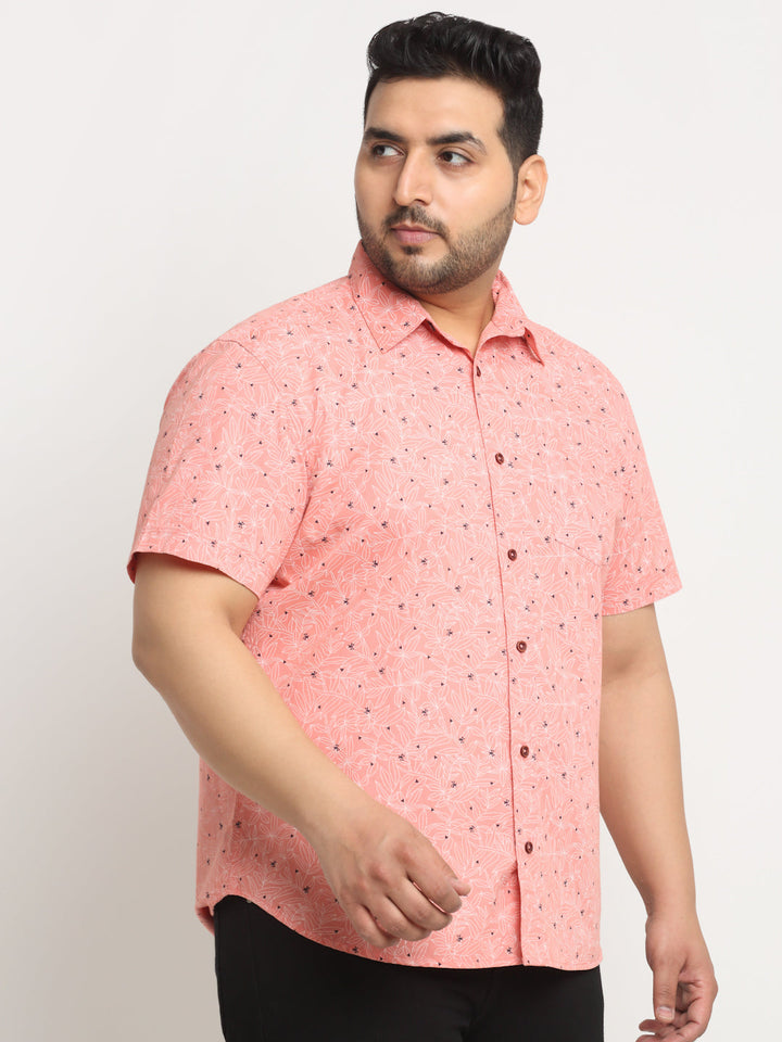 Plus Size Conversational Printed Cotton Casual Shirt