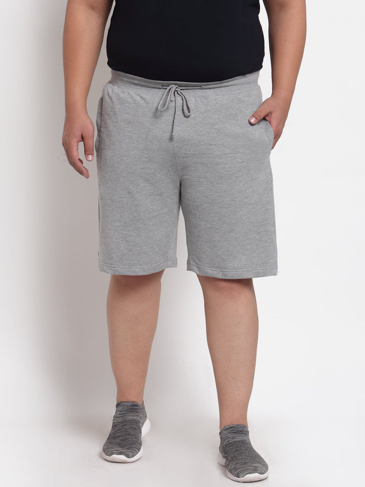 Plus Size Men Grey Printed Regular Shorts