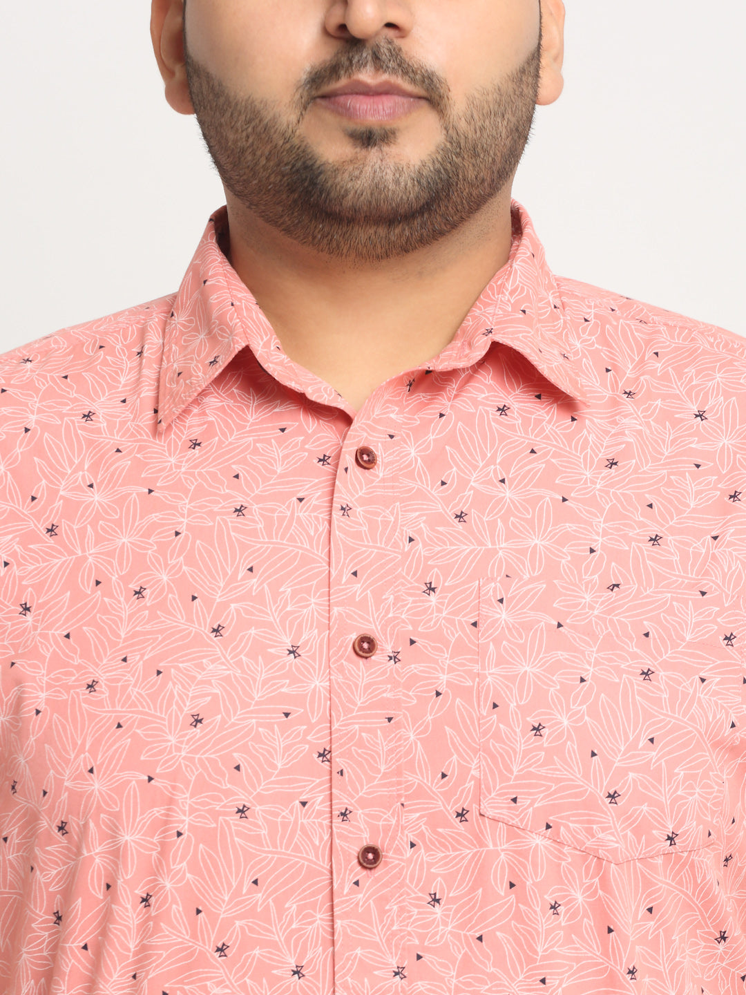 Plus Size Conversational Printed Cotton Casual Shirt