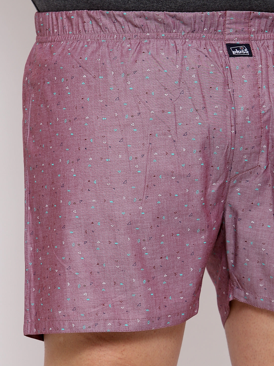 Plus Size Men  Mauve & Maroon Printed Boxers MBX208E