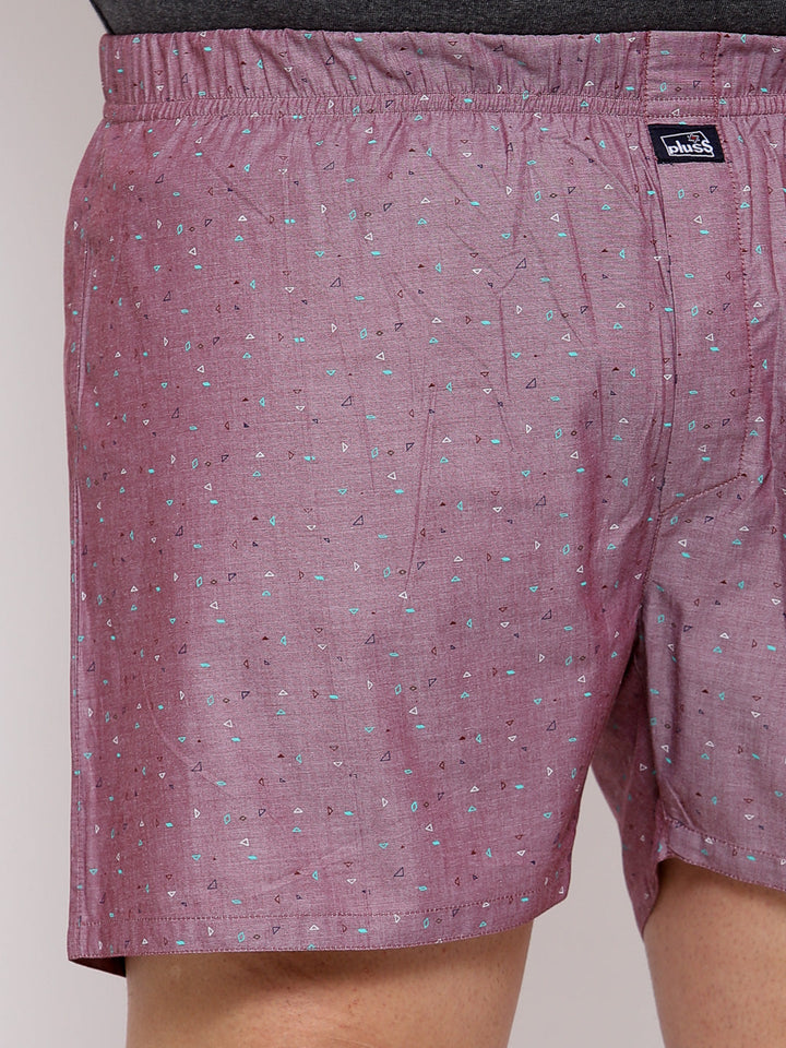 Plus Size Men  Mauve & Maroon Printed Boxers MBX208E