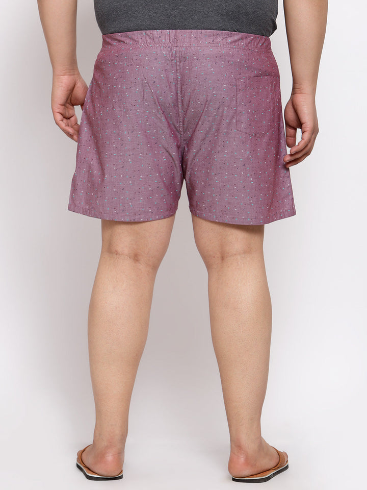 Plus Size Men  Mauve & Maroon Printed Boxers MBX208E