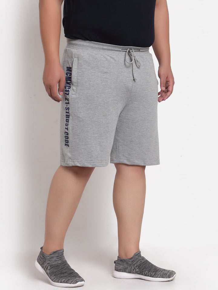 Plus Size Men Grey Printed Regular Shorts
