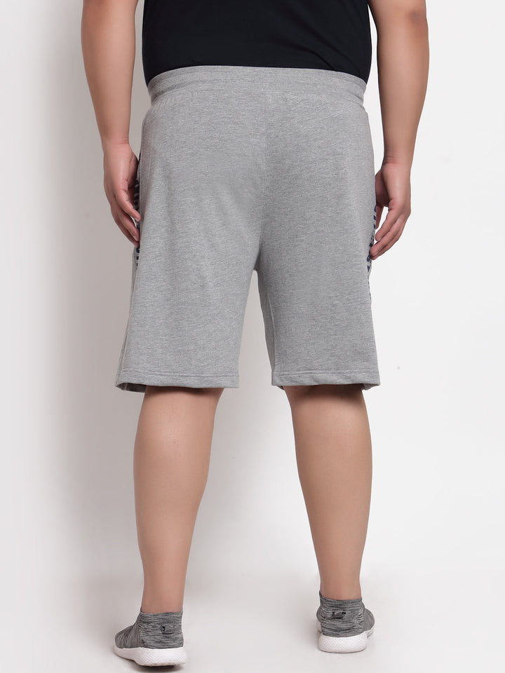 Plus Size Men Grey Printed Regular Shorts
