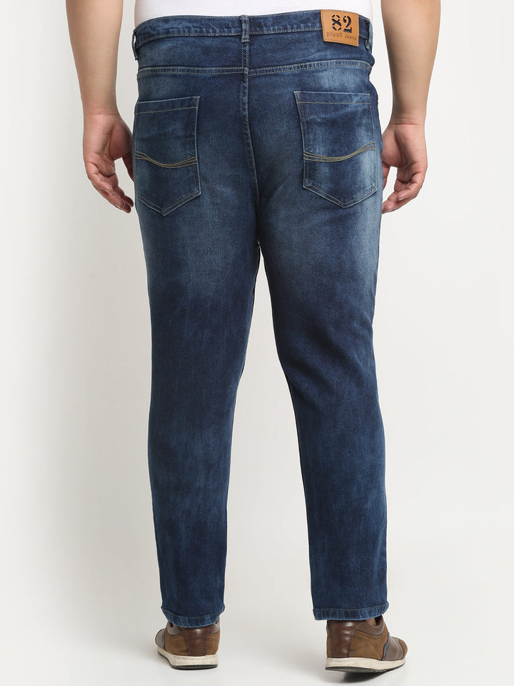 Plus Size Men  Comfort Mildly Distressed Light Fade Stretchable Cotton Jeans