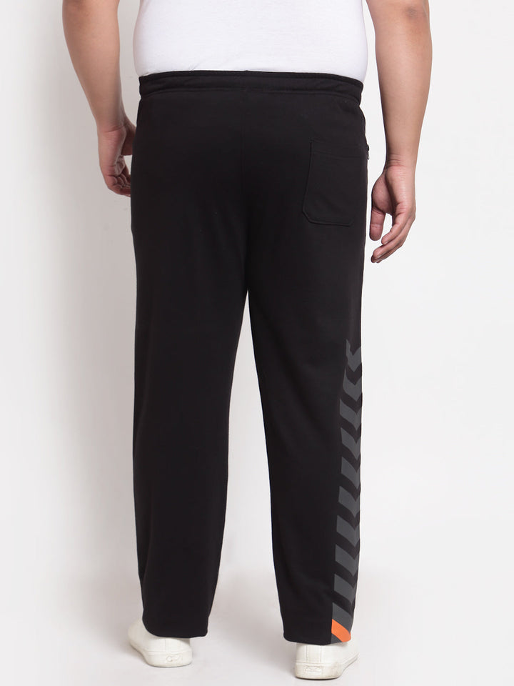 Plus Size Men Black Solid Straight-Fit Track Pants