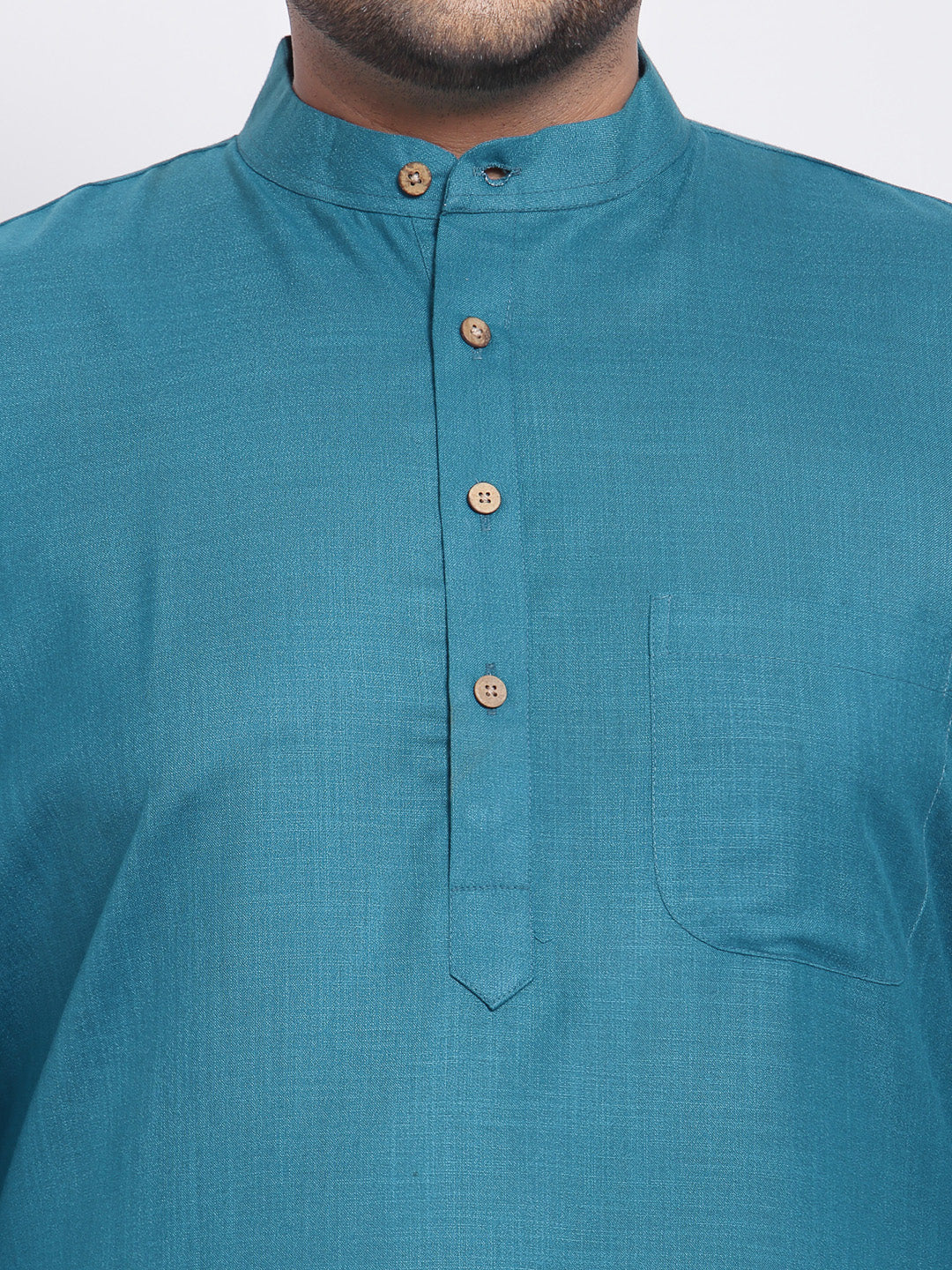 Plus Size Men Green  White Solid Kurta with Pyjamas