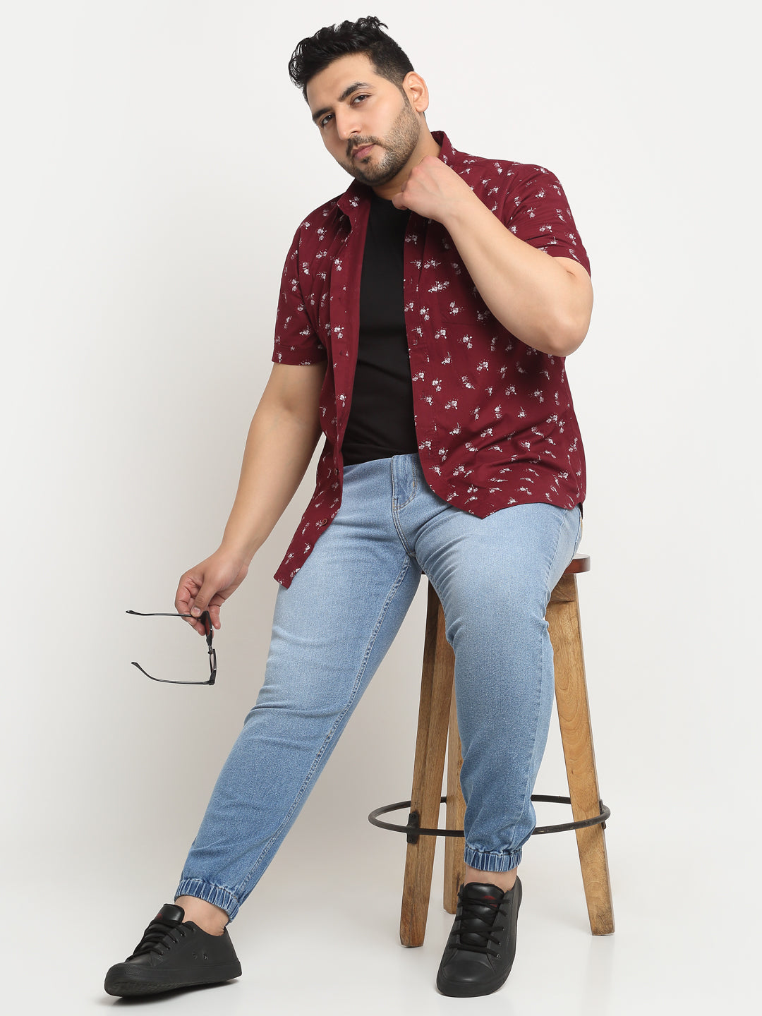 Plus Size Men Comfort Light Fade Stretchable Cotton Jogger Jeans