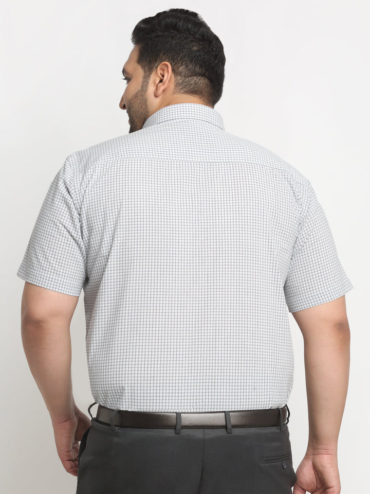 Plus Size  Grey Micro Checked Opaque Formal Shirt
