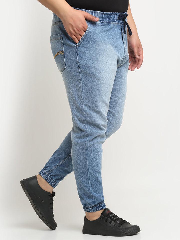 Plus Size Men Comfort Light Fade Stretchable Cotton Jogger Jeans