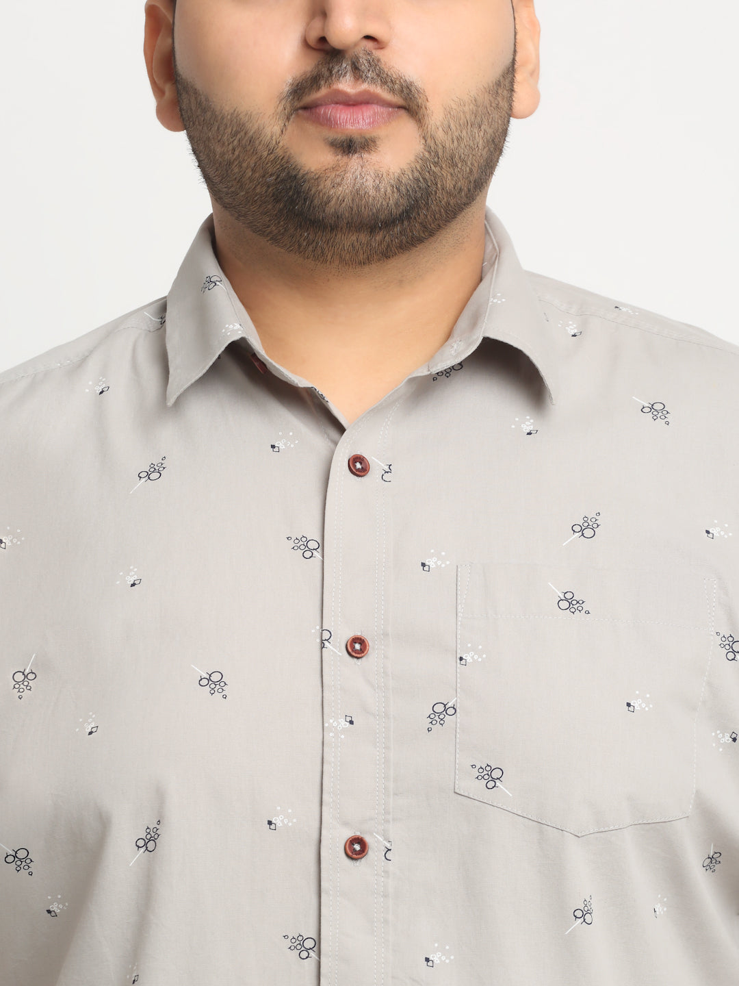 Plus Size Men Printed Casual Cotton Shirt