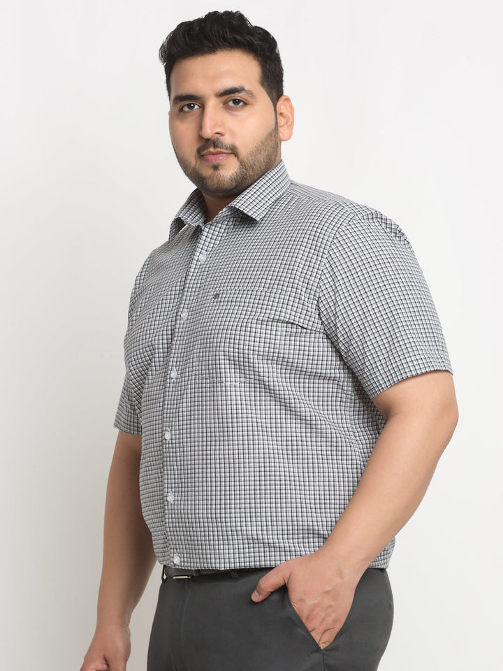 Plus Size  Black Micro Checked Opaque Casual Shirt