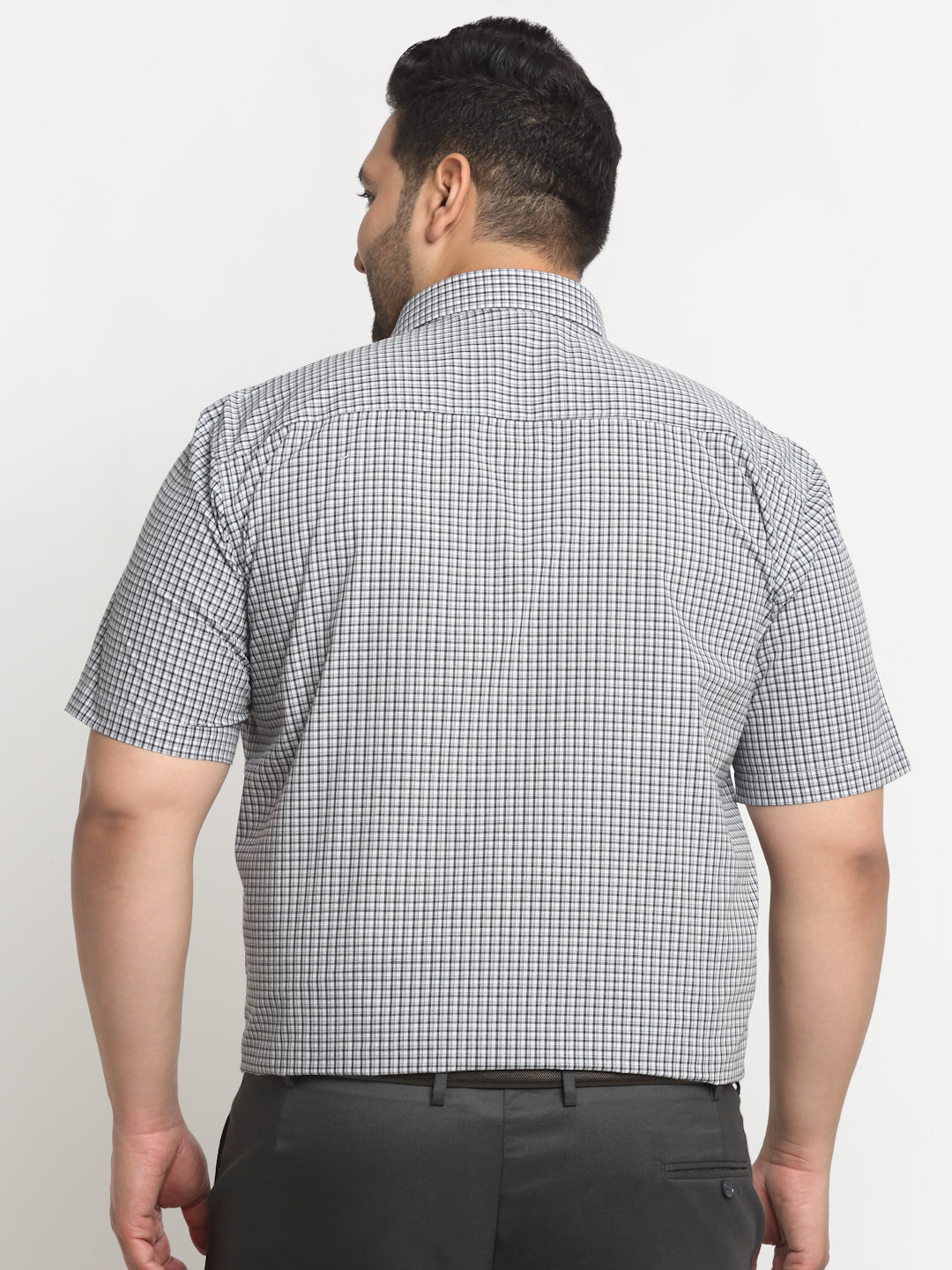 Plus Size  Black Micro Checked Opaque Casual Shirt