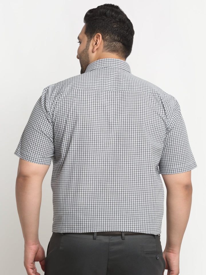 Plus Size  Black Micro Checked Opaque Casual Shirt