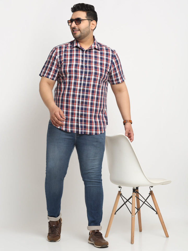 Plus Size  Tartan Checks Cotton Casual Shirt