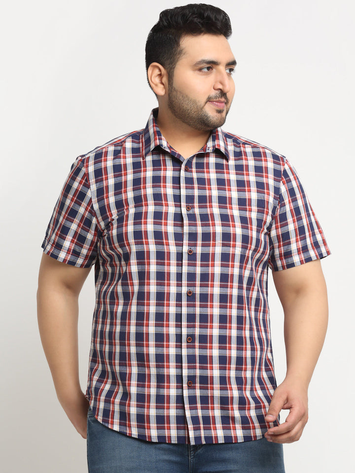 Plus Size  Tartan Checks Cotton Casual Shirt