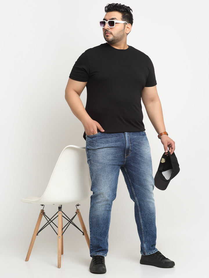 Plus Size Men  Comfort Regular-Fit Heavy Fade Stretchable Cotton Jeans