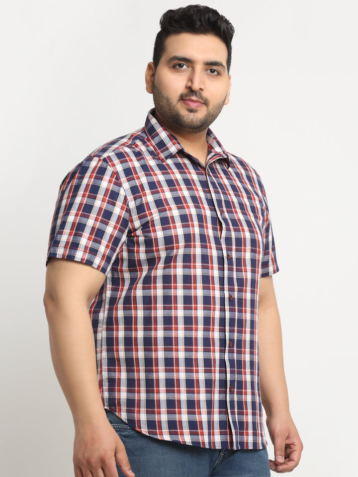 Plus Size  Tartan Checks Cotton Casual Shirt