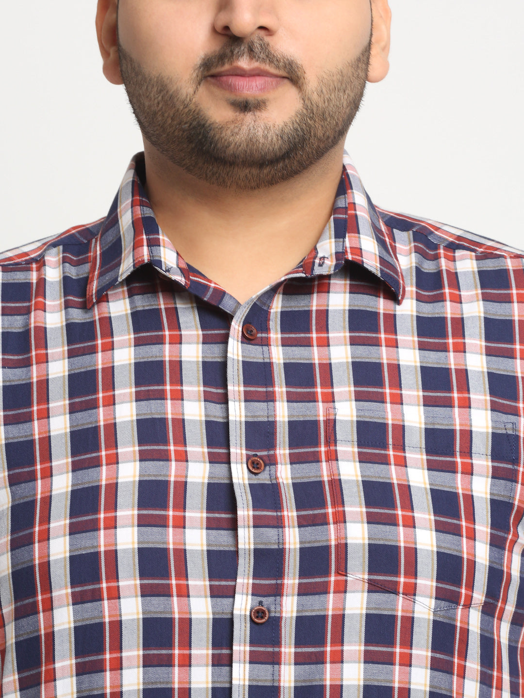 Plus Size  Tartan Checks Cotton Casual Shirt