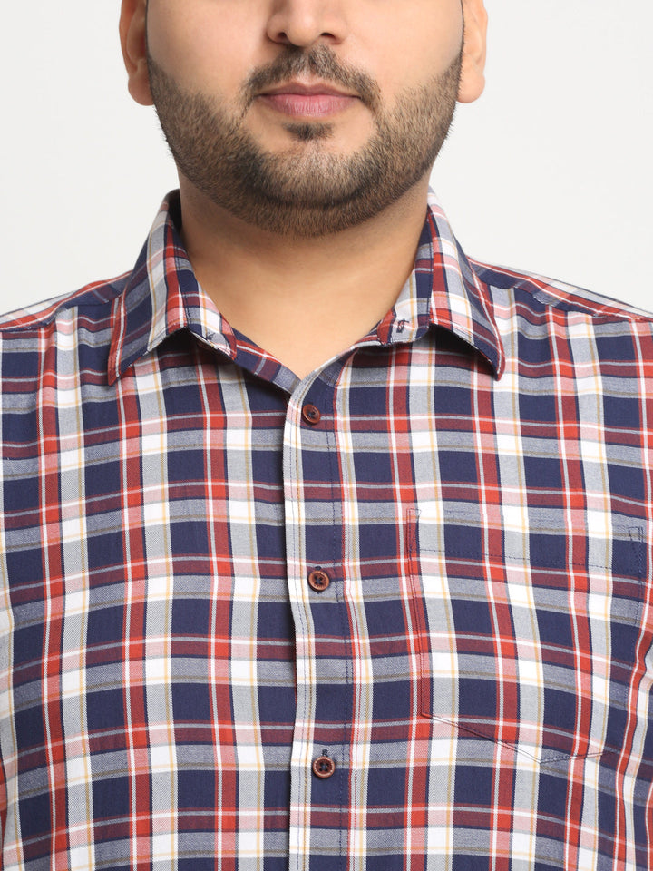 Plus Size  Tartan Checks Cotton Casual Shirt