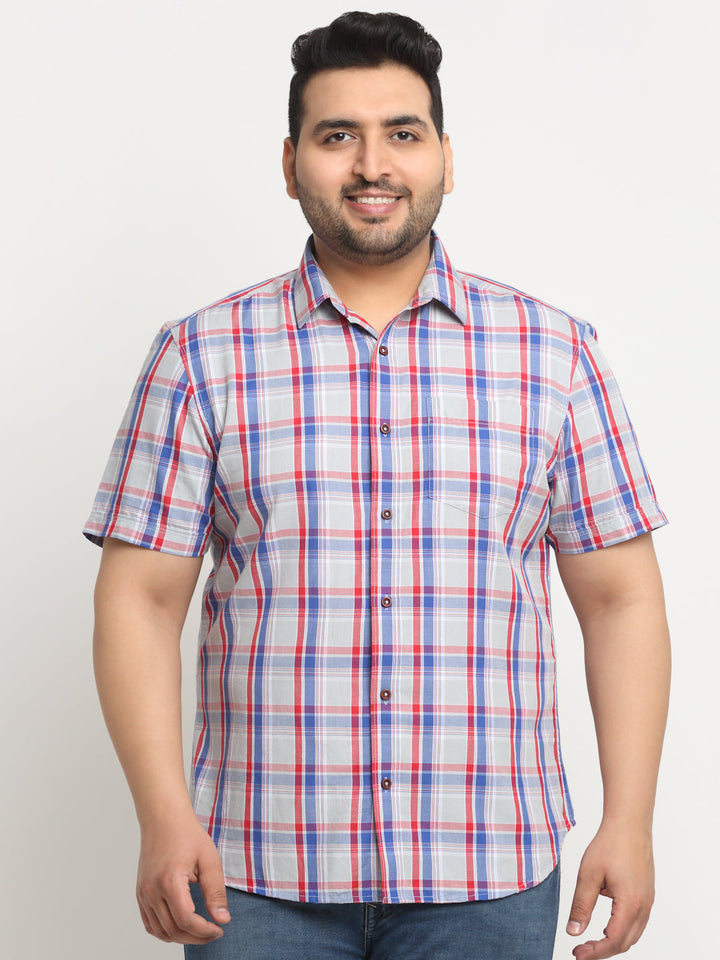 Plus Size  Tartan Checks Cotton Casual Shirt