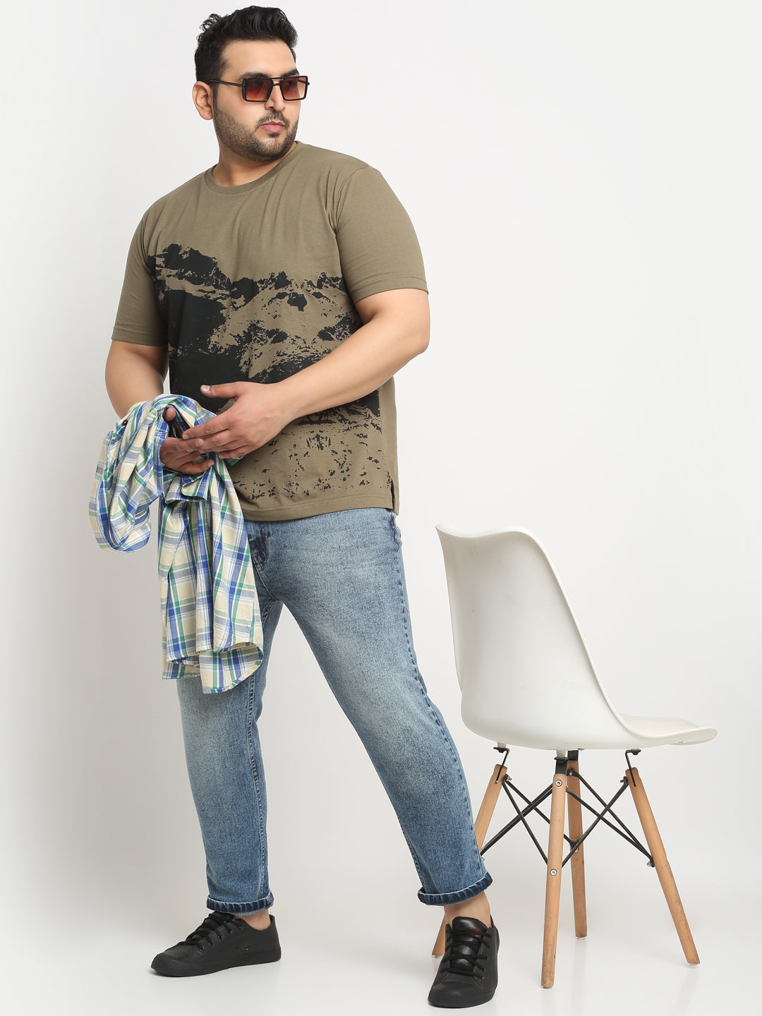 Plus Size Men  Comfort Regular-Fit Heavy Fade Stretchable Cotton Jeans