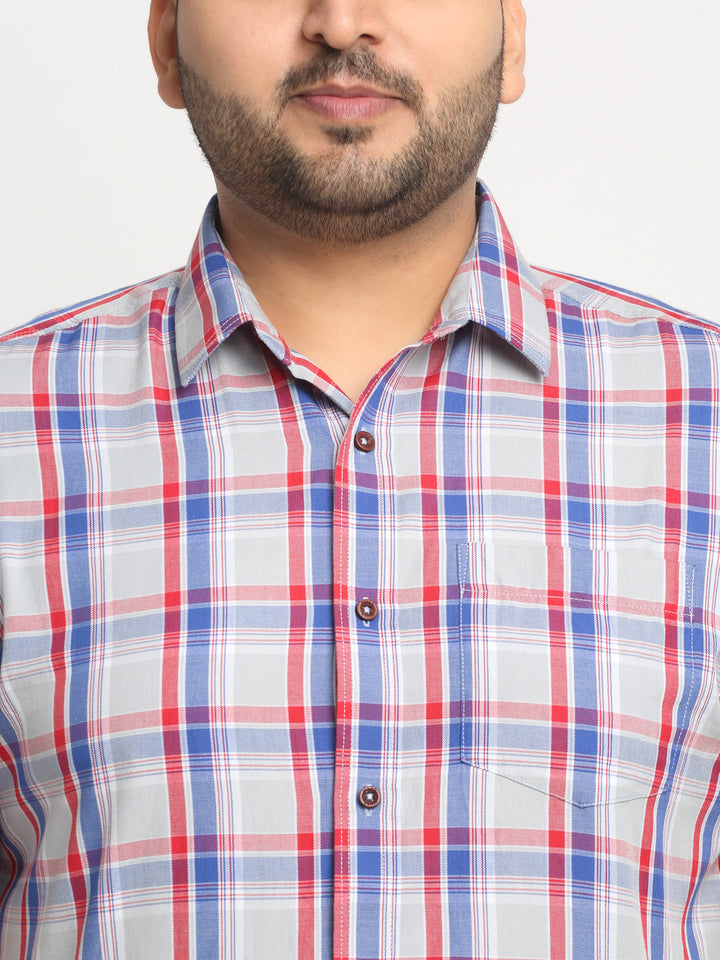 Plus Size  Tartan Checks Cotton Casual Shirt