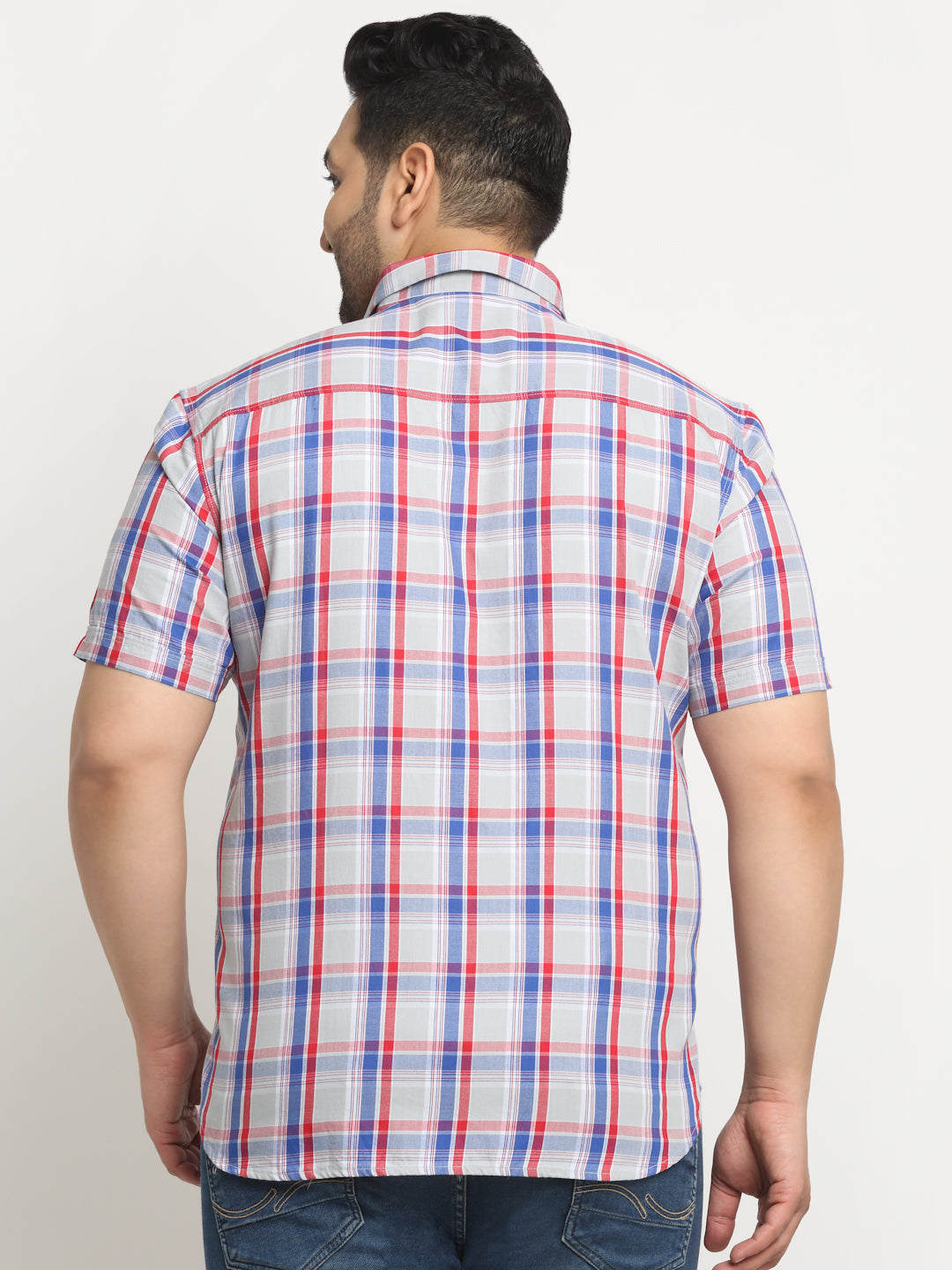 Plus Size  Tartan Checks Cotton Casual Shirt