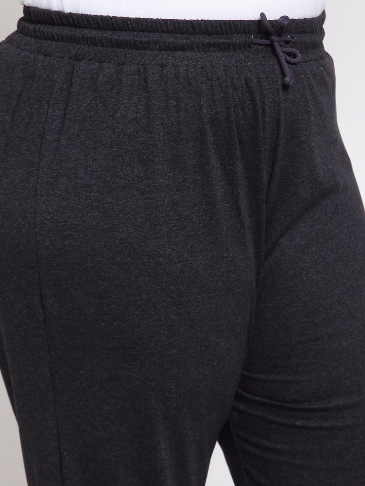 Plus Size Women Grey Solid Straight Fit Track Pants