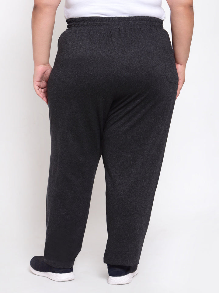 Plus Size Women Grey Solid Straight Fit Track Pants