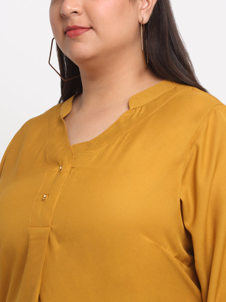 Plus Size Mandarin Collar Longline Top