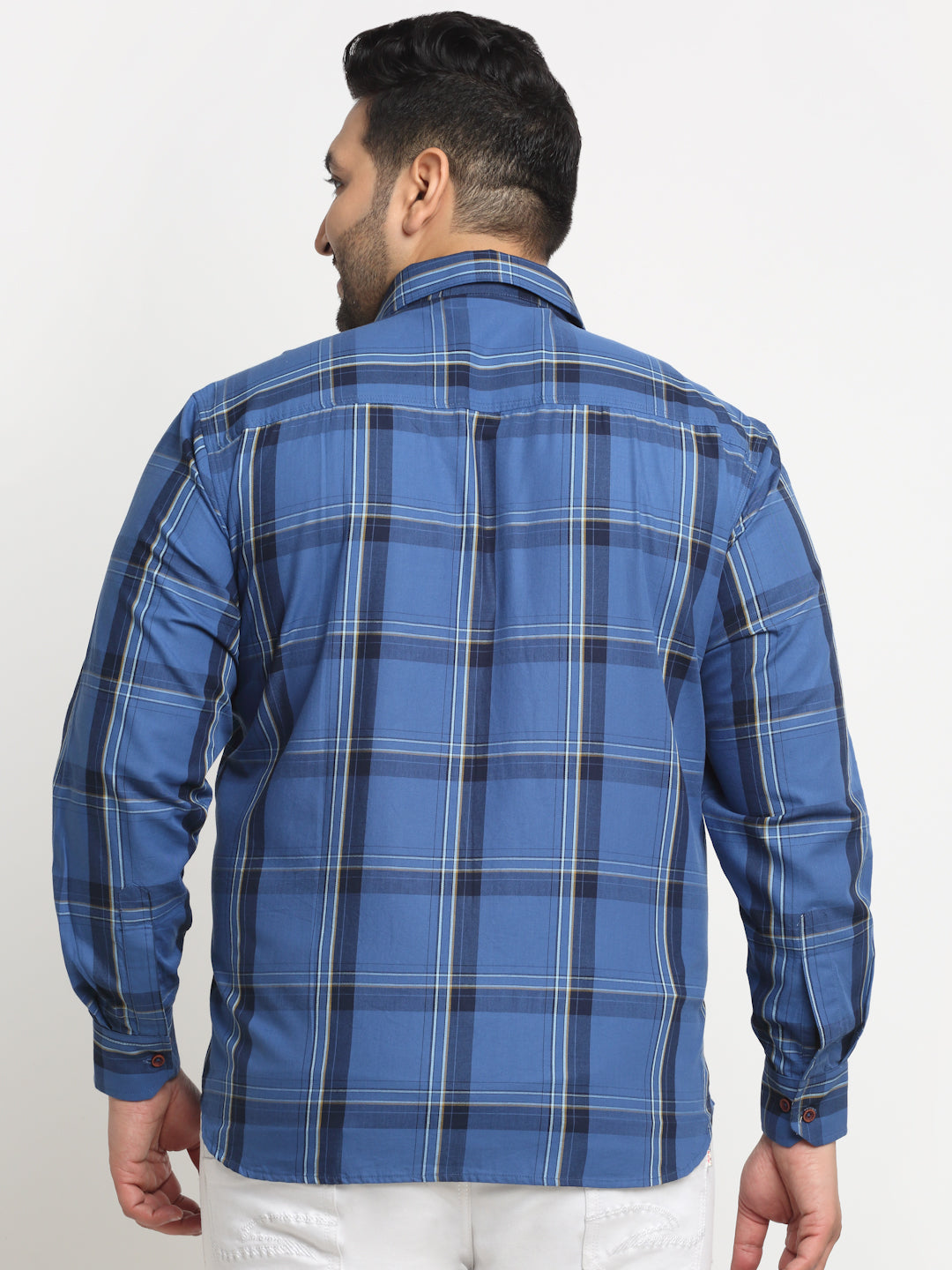 Plus Size  Tartan Checks Cotton Casual Shirt