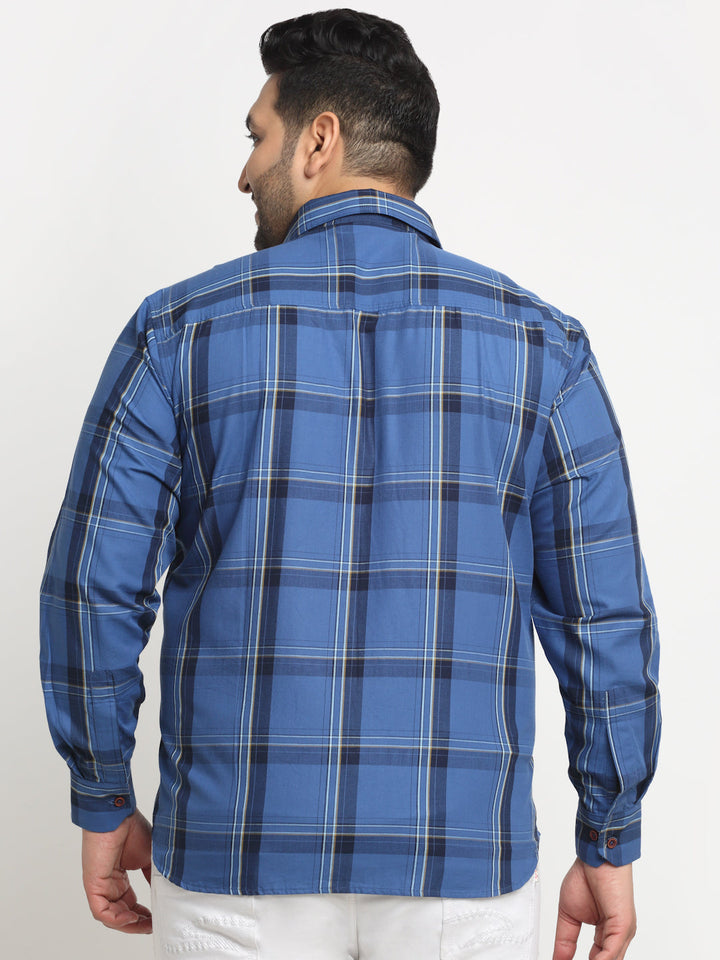 Plus Size  Tartan Checks Cotton Casual Shirt