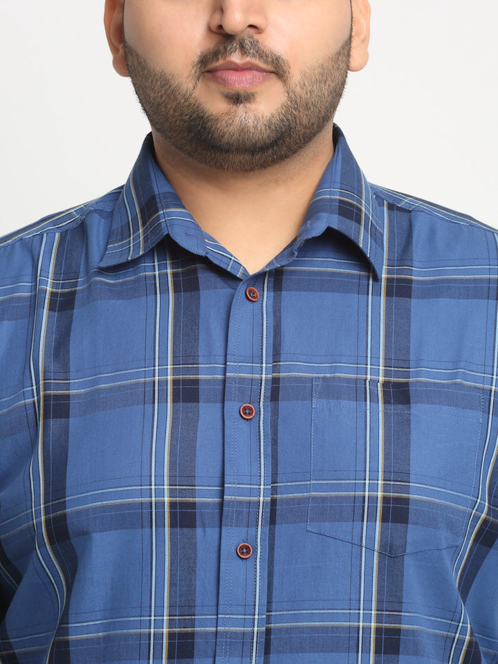 Plus Size  Tartan Checks Cotton Casual Shirt