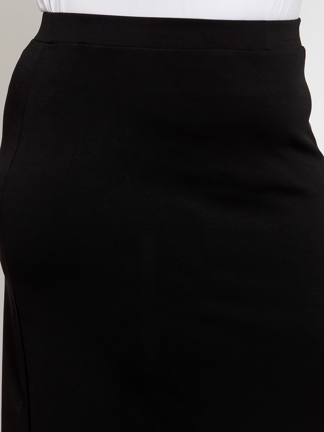 Plus Size Black Straight Midi Skirt