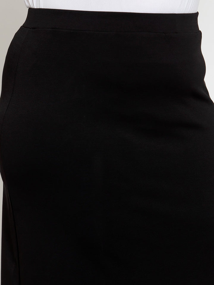 Plus Size Black Straight Midi Skirt