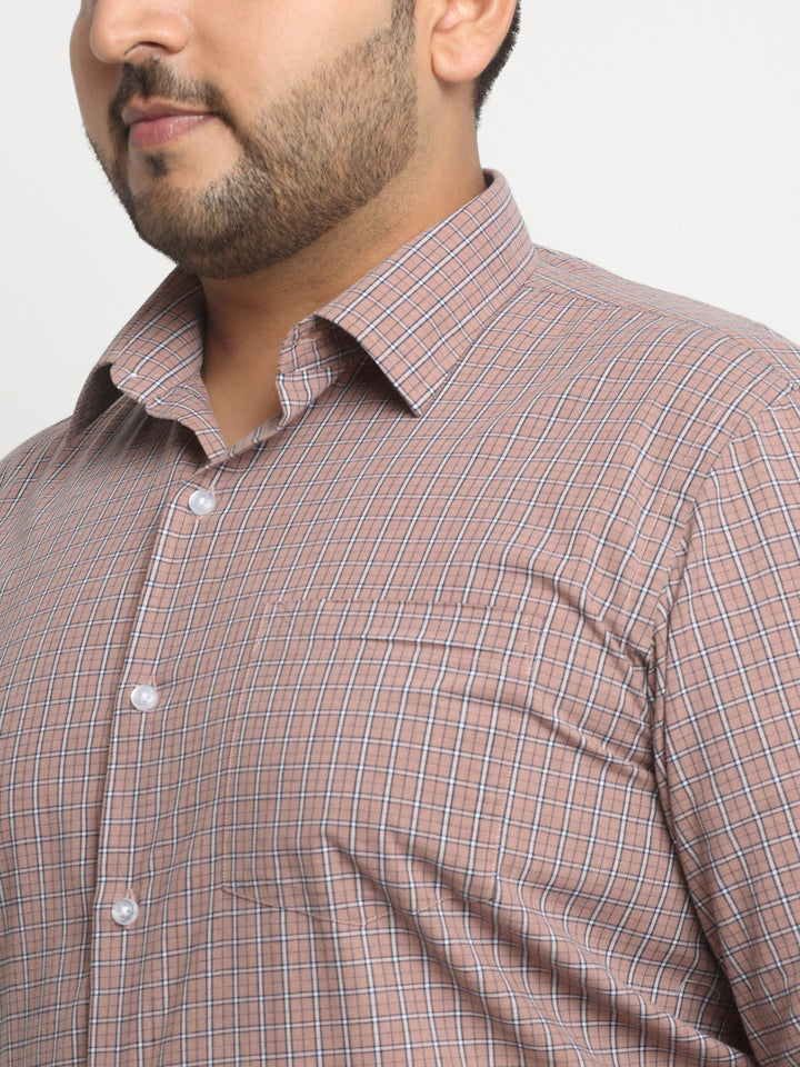 Plus Size  Pink Micro Checked Opaque Formal Shirt
