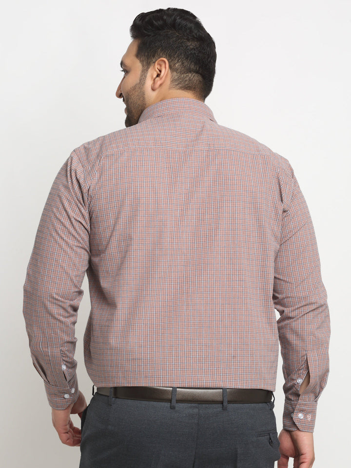 Plus Size  Pink Micro Checked Opaque Formal Shirt