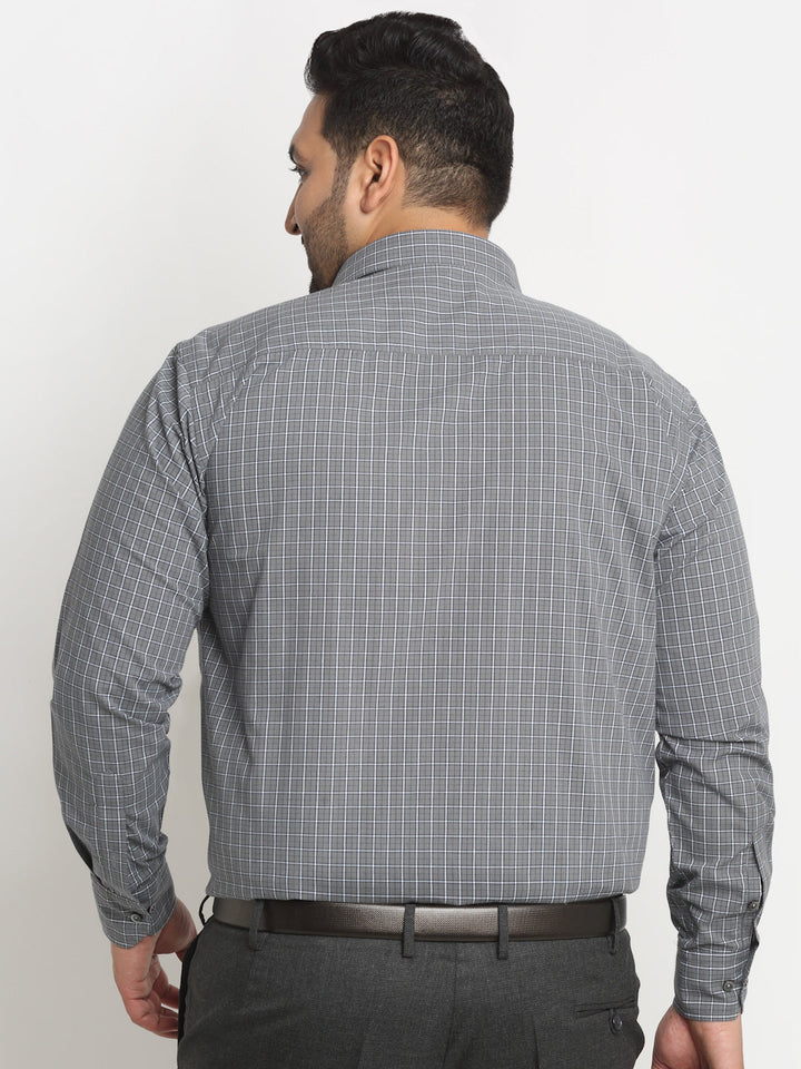 Plus Size  Grey Micro Checked Opaque Formal Shirt