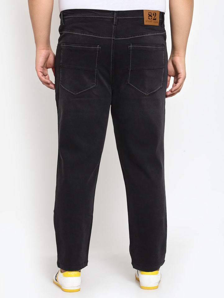Plus Size Men Black Regular Fit Mid-Rise Clean Look Jeans